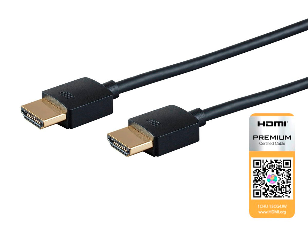 Monoprice 4K Certified Premium High Speed Slim HDMI Cable - 4K60Hz, 18Gbps, HDR, 8ft, Black